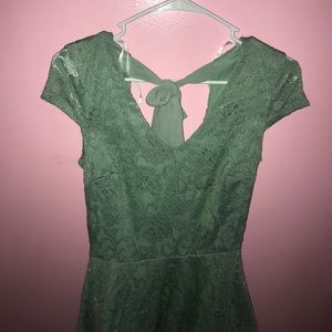 Sea foam green lace formal dress